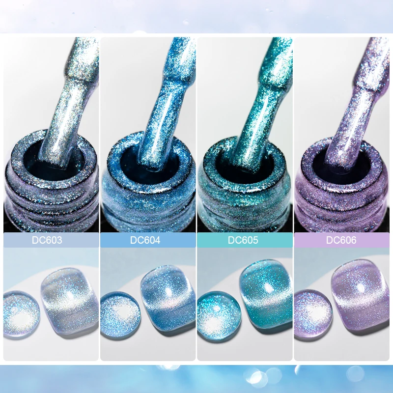 7ml aurora gato azul gel magnético unha polonês brilho holográfico glitter semi permanente gel uv embeber fora verniz da arte do prego diy