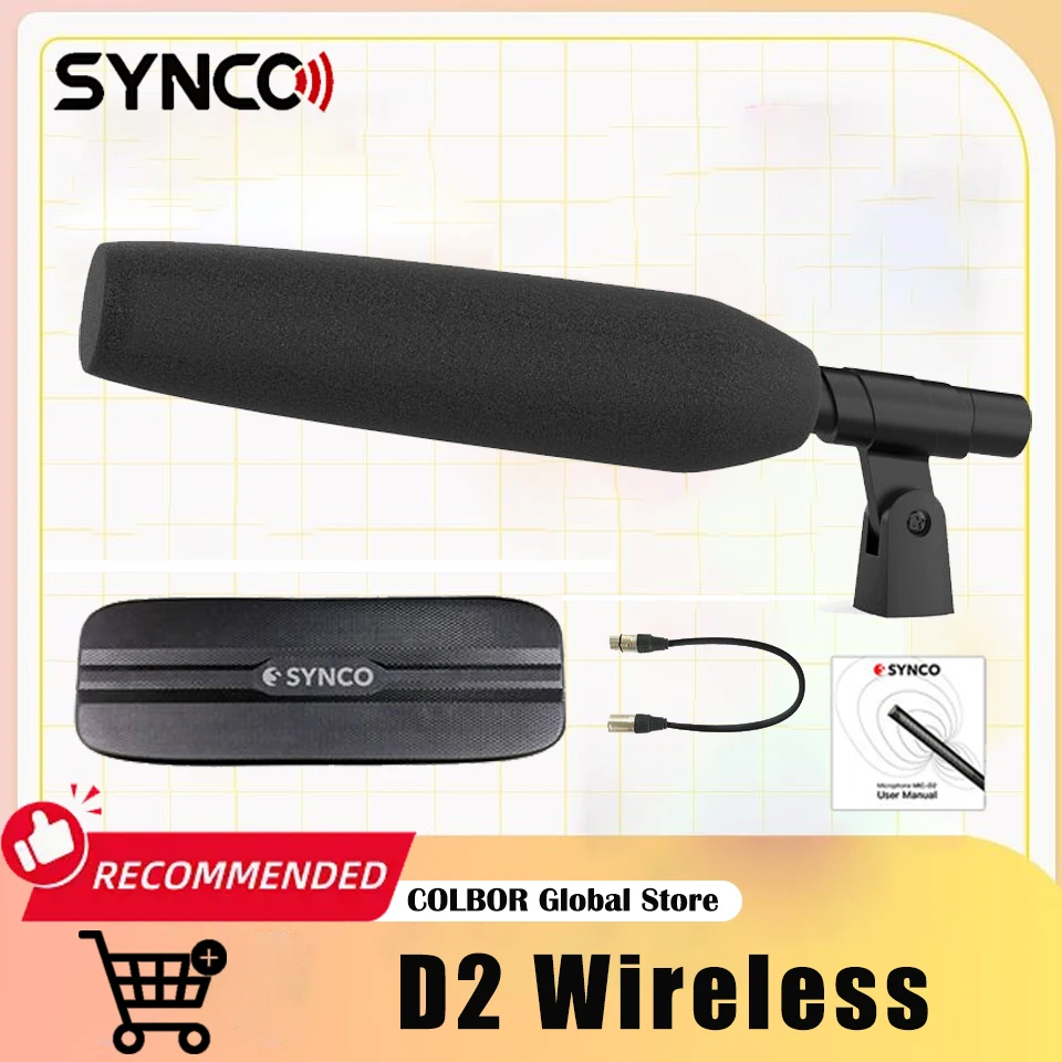 Synco D2 Wrieless Shotgun Microphone Broadcast Level Wireless Mic 24Bit  48kHz High Resolution Audio with Ultra-LOW 0.012S