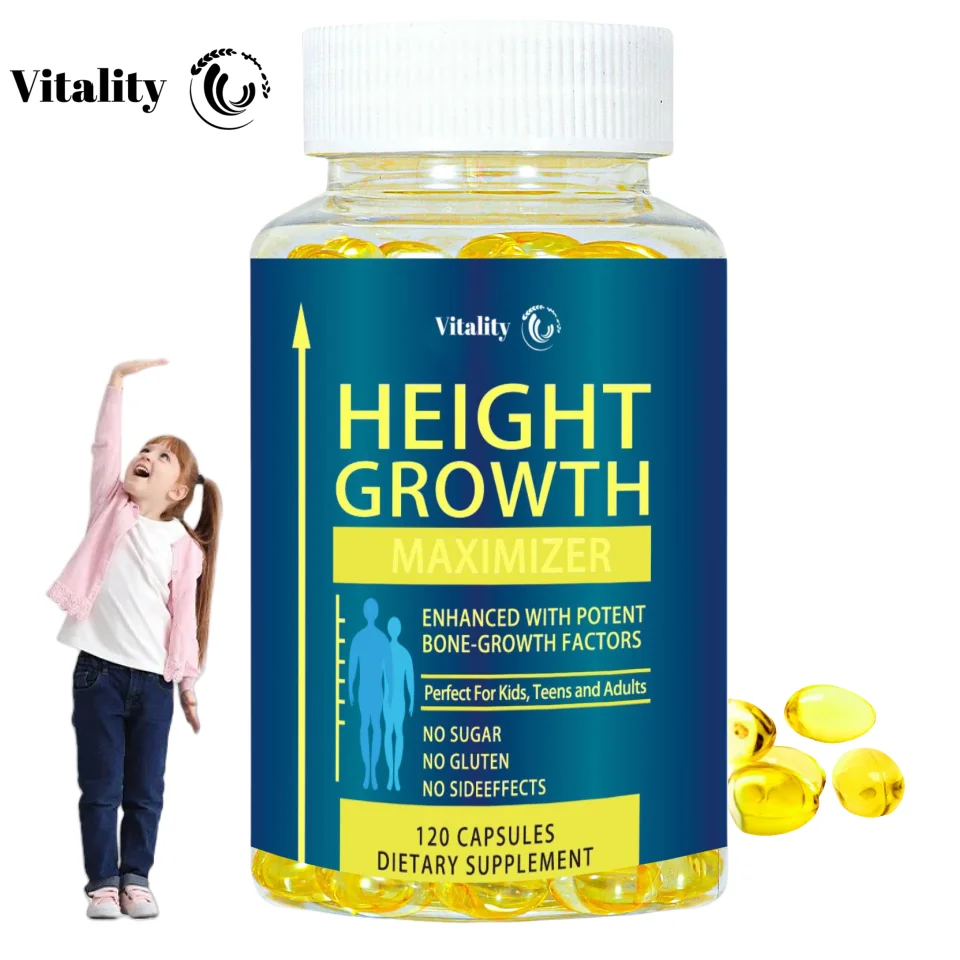 Height Growth Calcium Vitamin D Pills Natural Vegan Capsules To Grow Taller Bone Strength Without Growth Hormone 120 Softgel