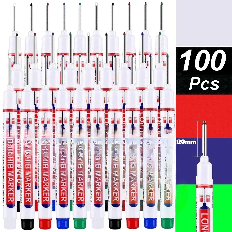 

4-100 шт. 2 см водонепроницаемые маркеры с длинной головкой, маркер с глубокими отверстиями для металлического плотника, красный/черный/синий/зеленый/белый деревообрабатывающие инструменты