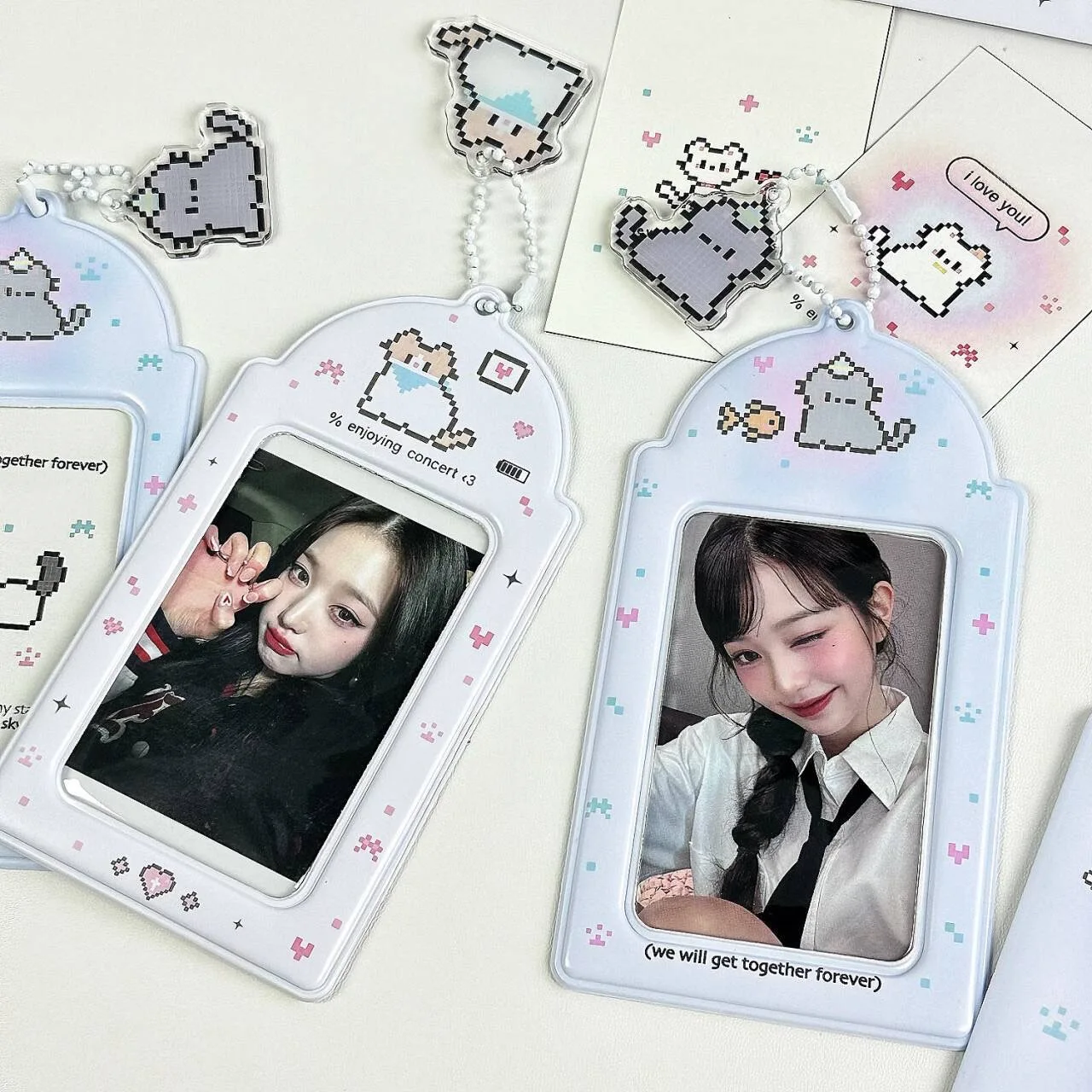 1PC Kawaii 3 นิ้วKpop Photocardผู้ถือพวงกุญแจPVC Idolการ์ดแขนป้องกันกระเป๋าจี้โรงเรียนเครื่องเขียน