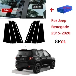 New Arrival 8PCS Polished Pillar Posts Fit For Jeep Renegade 2015-2020 Window Trim Cover BC Column Sticker Chromium Styling
