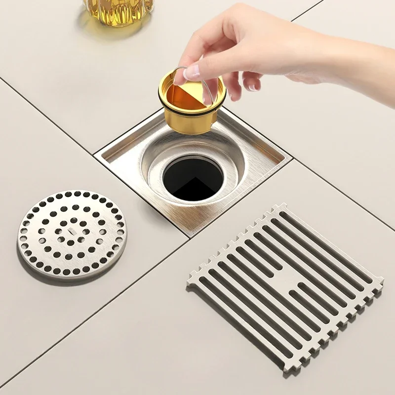 Floor Drain Odor Proof Washing Machine Bathroom Sewer Shower Invisible Long Strip Large Discharge Shower Drain  Bathroom