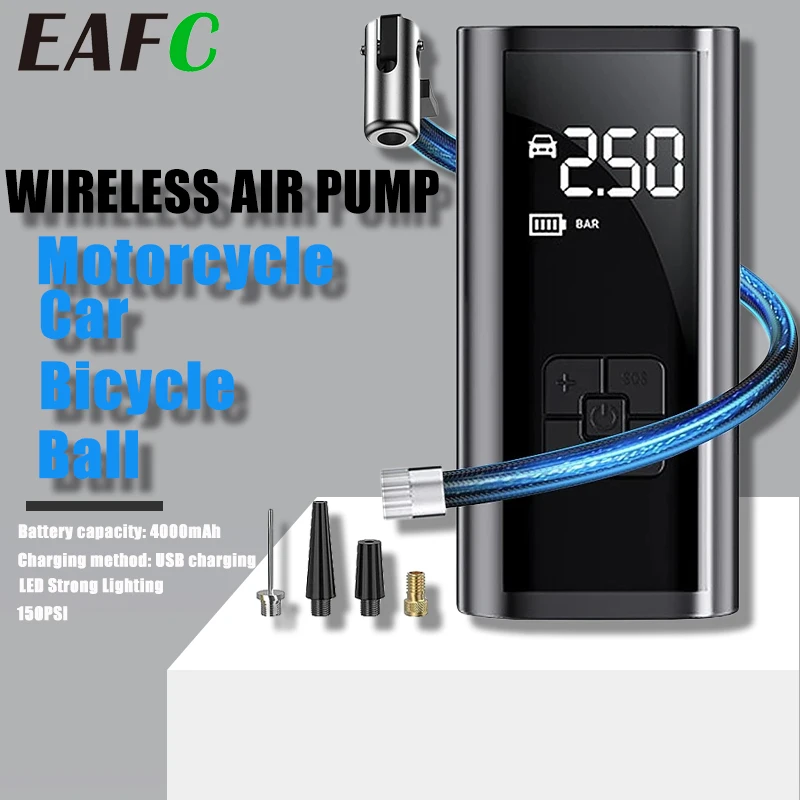 

Электрический воздушный компрессор EAFC 4000 psi, мАч, насос для шин, цифровой автомобильный насос для шин, освещение для автомобилей, мотоциклов, велосипедов