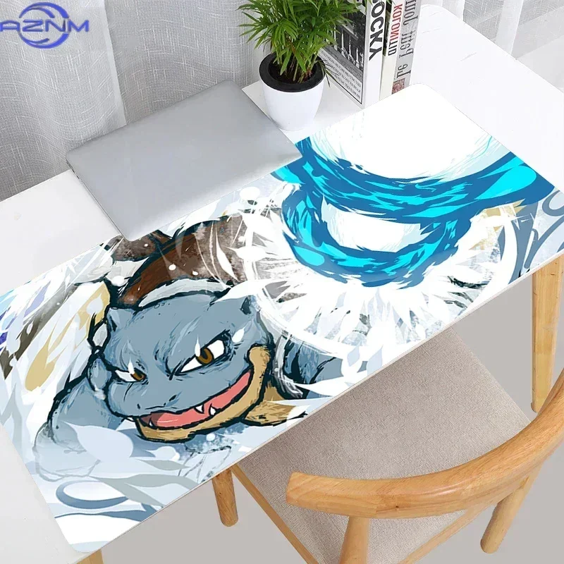 Large Extended Mousepad, Underwater Cave Scene Cute Blue Cartoon Turtle Art Desk Mat, Rubber Non-Slip Base, Waterproof Gaming Ke