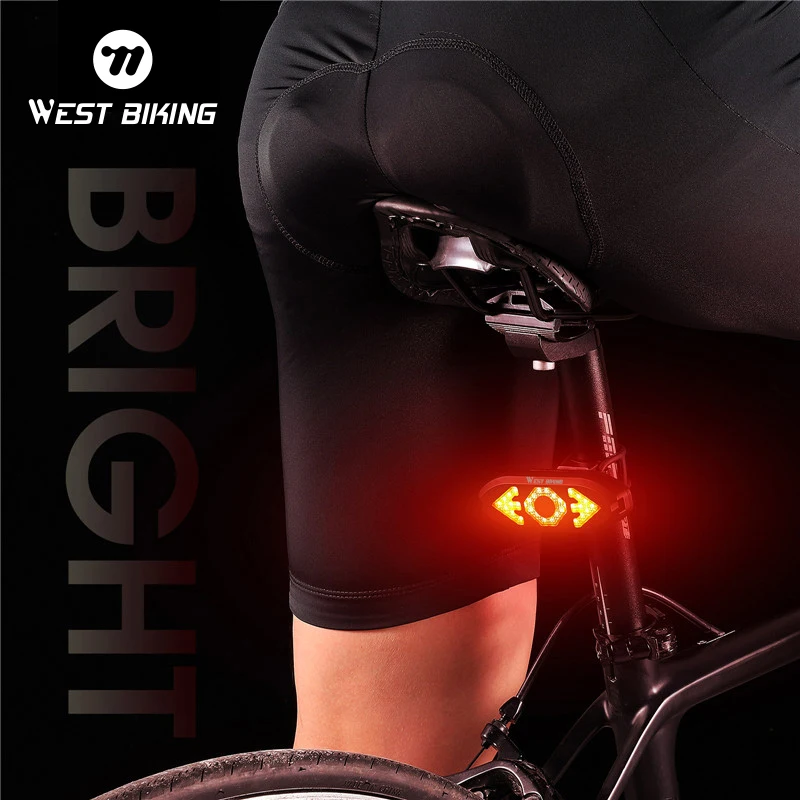 WEST BIKING Bicycle Turn Signal Rear Light Wireless Remote Bike Lights USB Rechargeable LED Bicycle Safety Warning Tail Light