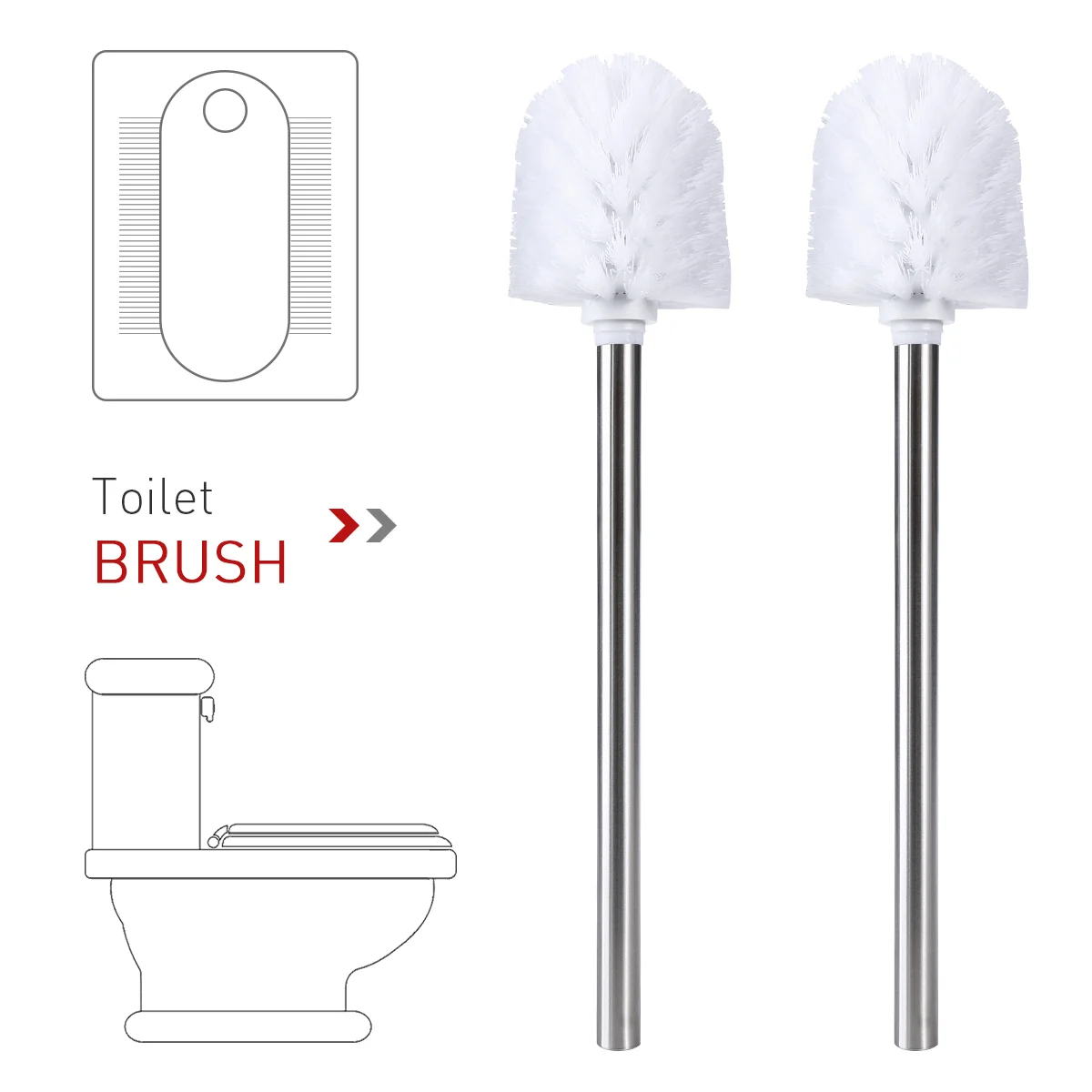 BESTOMZ-Porte-brosse de nettoyage de WC en acier inoxydable, 3 pièces