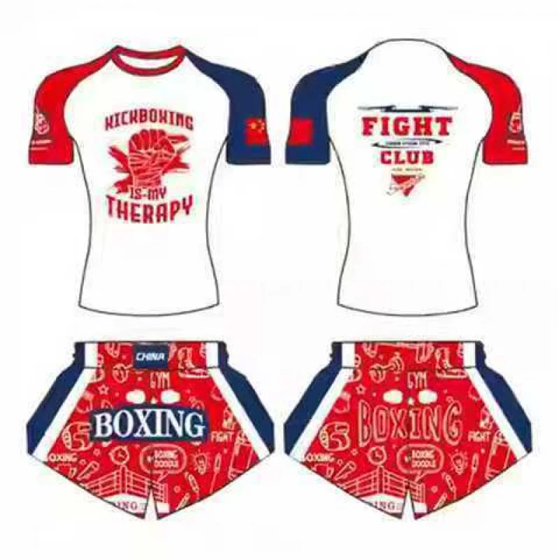 SparringMMAShorts Fighting Boxing Training FitnessUFCCustomized sports short-sleeved quick-drying Muay Thai suit