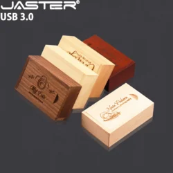 JASTER 1 PCS Free Custom Logo Wooden USB 3.0 Box Pen Drive 4GB 8G 16G 32GB 64G USB Flash Drive Photography Wedding Gifts