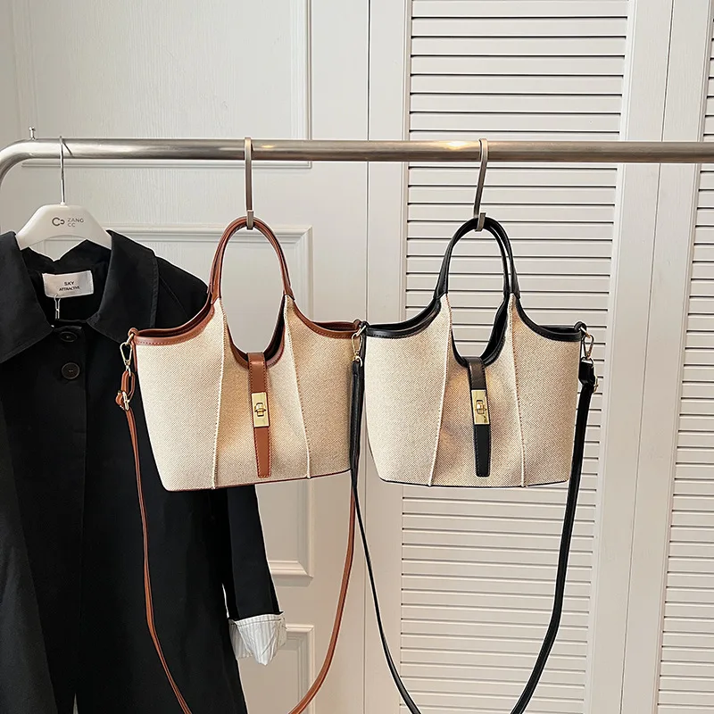 

New Vegetable Basket Bag Women's Large-capacity Mother and Child Bag Lock Lock Portable Shoulder Messenger Bag Commuter