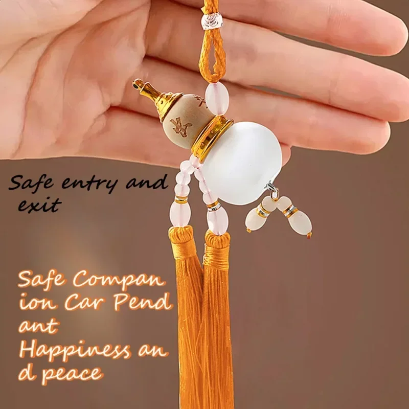 1pc Car\'S Creative Pendant Gourd Shaped Empty Bottle Chinese Red Handmade Products Personalized Jewelry Rearview Mirror Pendant