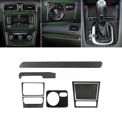 For VW Golf 6 MK6 Car Carbon Fiber Center Control Panel Air Vent Gear Shift Frame Headlight Switch Ashtray Box Cover Inner Trim