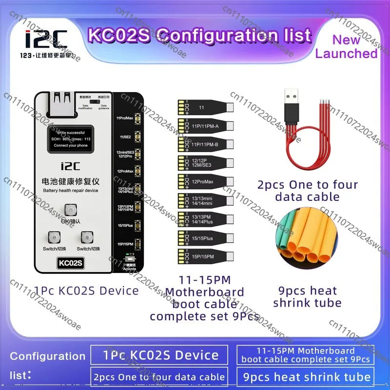 I2C KC02S Battery Health Repair Device for 11-15 Pro Max Modify Battery Data Efficiency To 100%