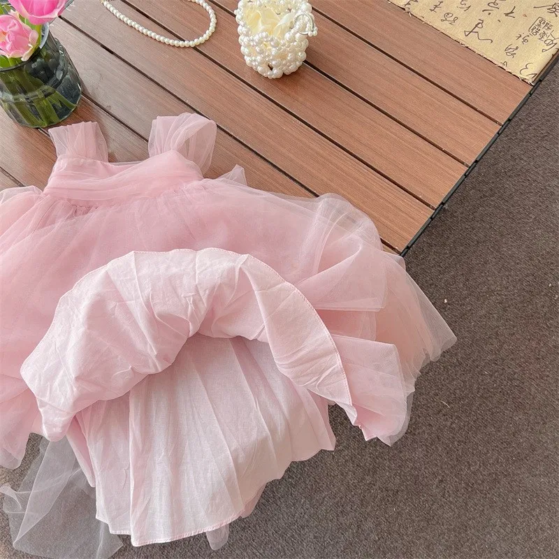 Fashion Baby Girl Princess Strap Tutu Dress Infant Toddler Child Sleeveless Bow Vestido Party Dance Birthday Baby Clothes 1-10Y