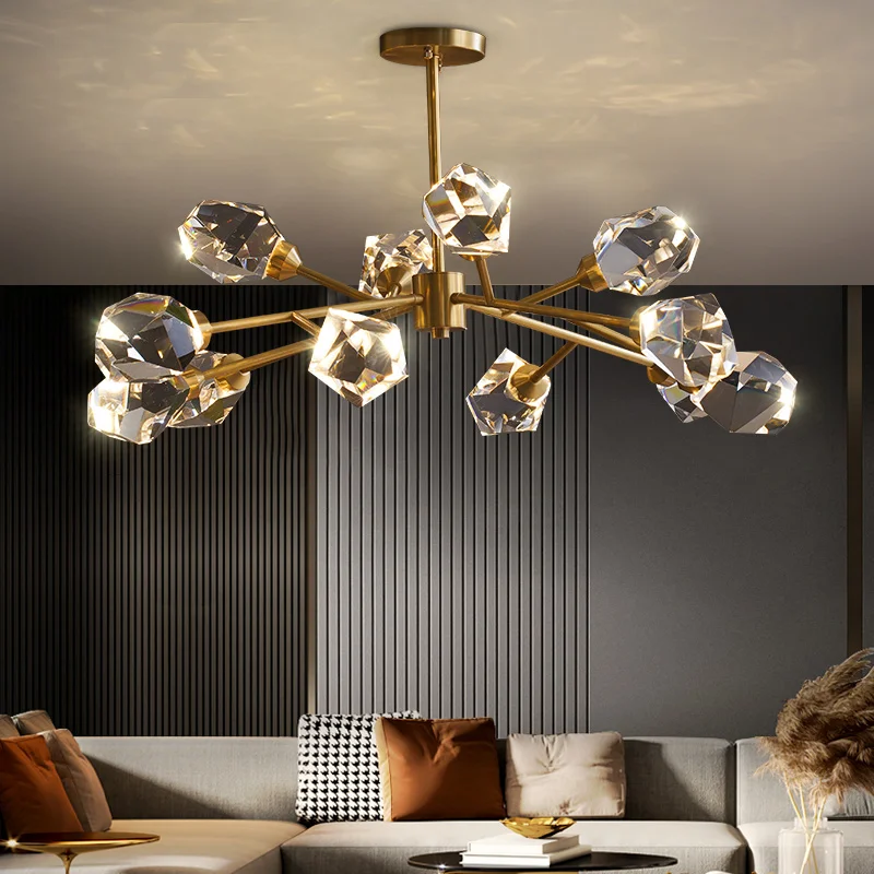 Luxury Crystal LED Pendant Chandelier Lamps for Living Room Kitchen Bedroom Dining  Gold Copper   Lustre De Salon Appliance