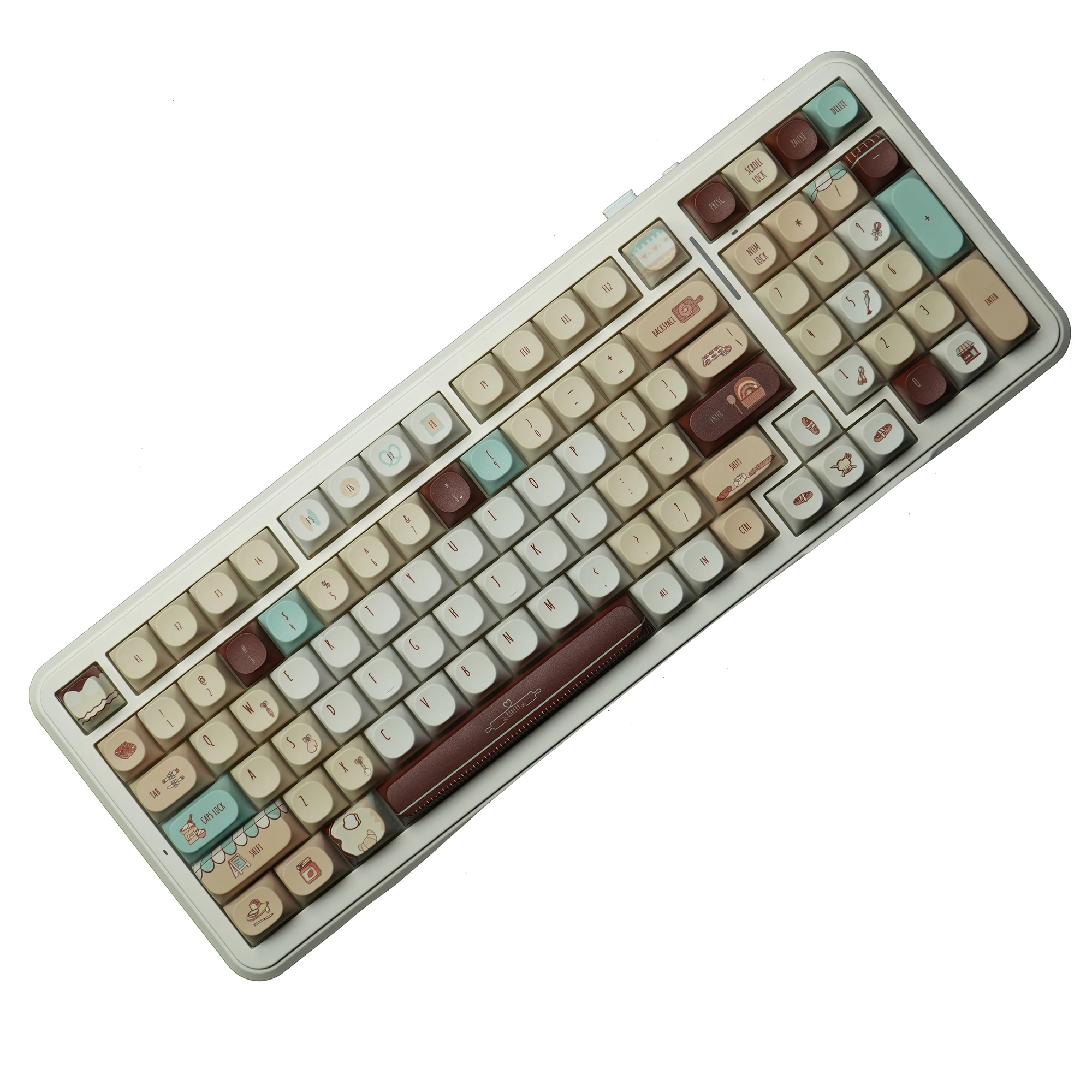 Imagem -01 - Npkc 118 Teclas Tema de Padaria ma Perfil Keycaps Pbt Conjunto para mx Switch Teclado Mecânico Bonito Tampas Chave dos Desenhos Animados npkc 118 teclas tema de padaria ma perfil keycaps pbt conjunto para mx switch teclado mecanico bonito tampas chave dos desenhos animados 01