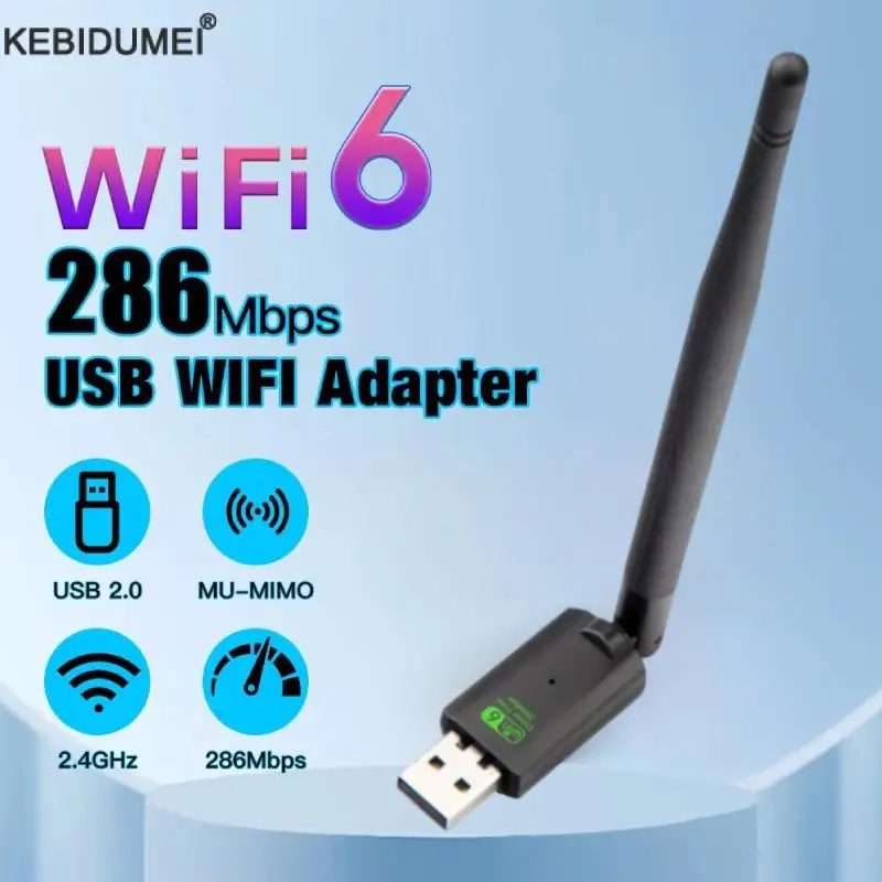 

WIFI 6 USB Adapter AX286 Network Card Dongle 2.4GHz 802.11AX Antenna Signal Reception For Laptop Windows 10 11 Driver Free