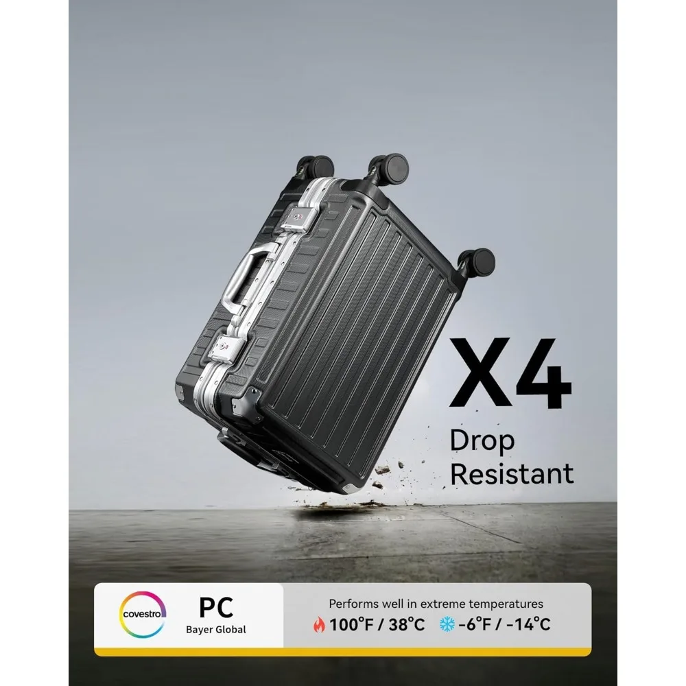 Equipaje giratorio de 24 pulgadas con marco de aluminio, maleta rígida de policarbonato sin cremallera, plateada, esencial de viaje