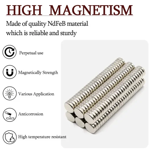 Imagen 2 del producto Imán de Neodimio Redondo Superfuerte de 15 mm x 4 mm, Imanes Potentes N35, Imán Permanente Pequeño de NdFeB para Refrigerador, 15x4