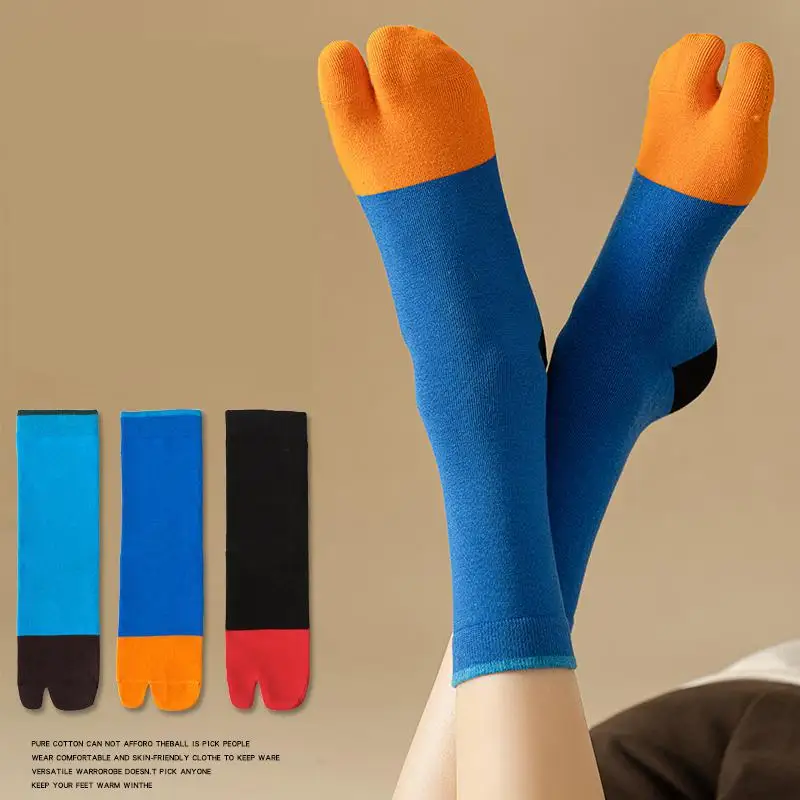 Two-toe Socks Women Cotton Spring And Summer Middle Tube Split Toe Socks Cotton Long Socks