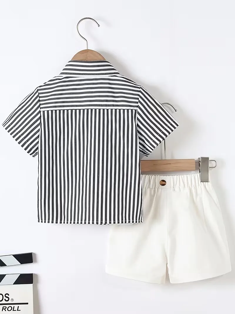 Baby Kids Summer 2Pieces/Set Shirt Shorts Host Suit Children Photography Dress School Boys Wedding Birthday Outfit 90-130