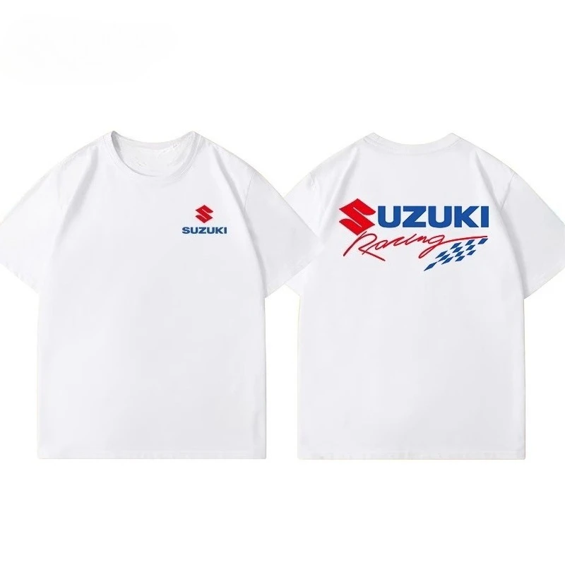 ملابس سوزوكي لركوب الدراجات النارية، تي شيرت رجالي مطبوع بأكمام قصيرة من القطن بنسبة 100%، طراز صيفي غير رسمي، أزياء هاراجوكو.
