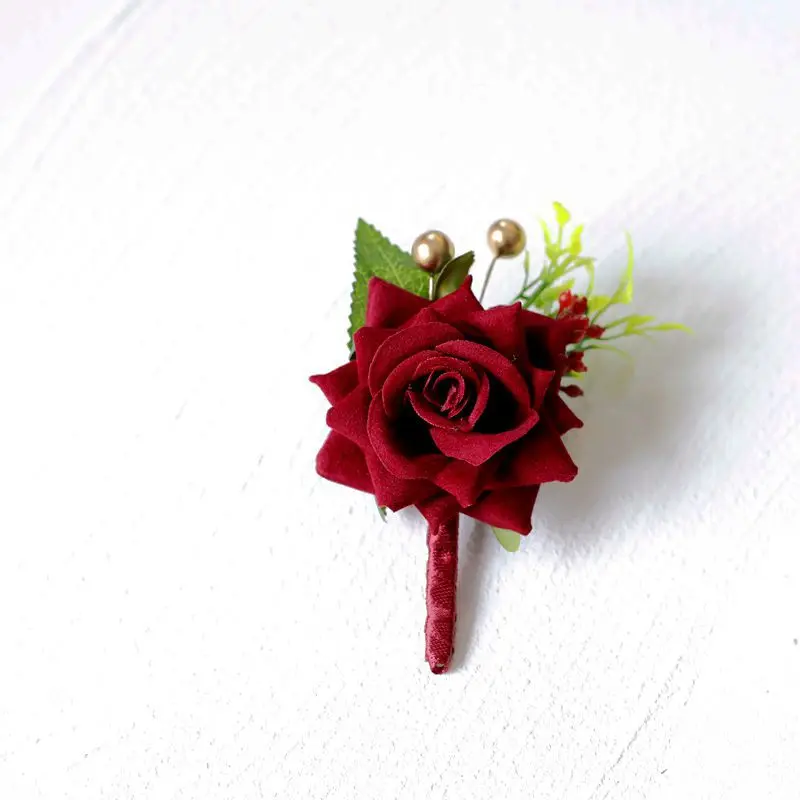 Boutonniere Artifical Flowers, ramillete de muñeca, padrino de boda, traje de hombre, accesorios de Parkty de matrimonio