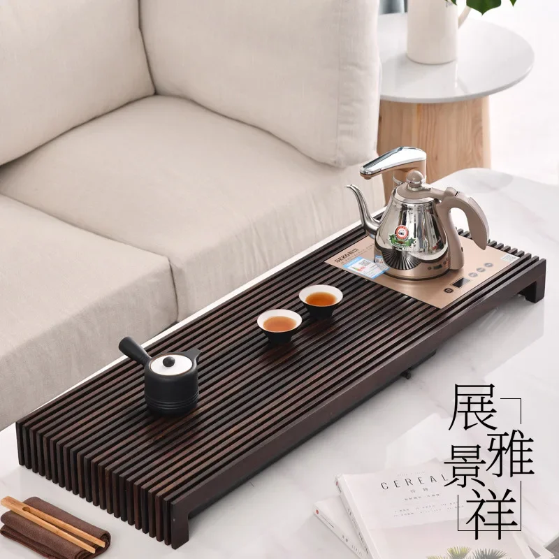 Black sandalwood tea tray Solid wood household tea table Automatic boiling water Integrated water storage drawer tea set tray