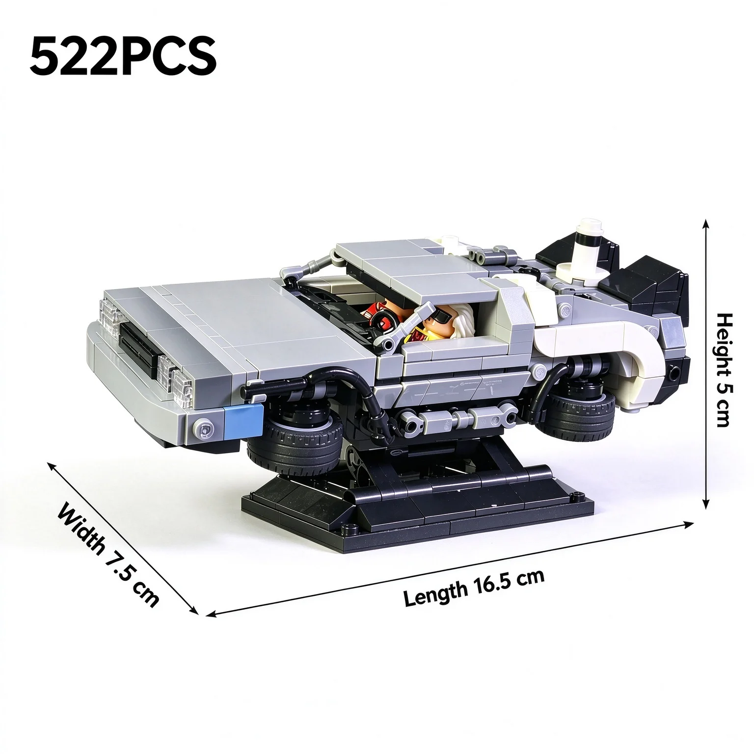 PolaDeer 522PCS MOC DeLorean Time Machine Building Blocks Assembly Model Toy Brick Children's Birthday Festival Gifts