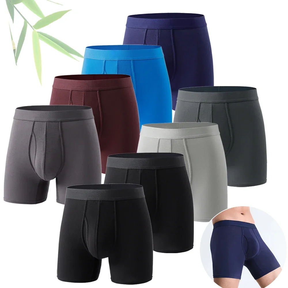 

8 Pack Men's Bamboo Boxer Briefs - Long Leg Breathable Underwear, Moisture Wicking & Anti Chafe, Ultra Soft (S-XXL)