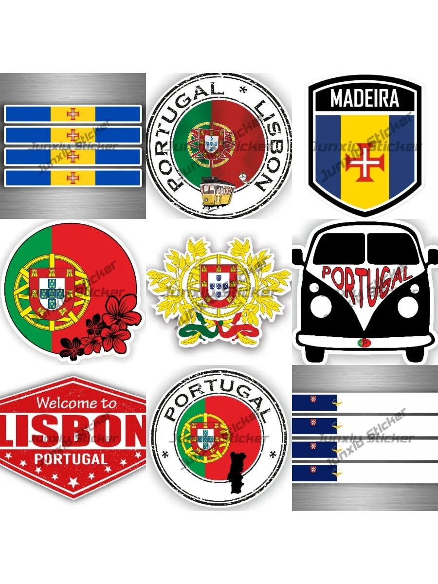 AliExpress Portuguese Coat of Arms Sticker Portugal Madeira Azores Stripe Emblem Flag Bike Moto UV Protected Waterproof Decal Accessories