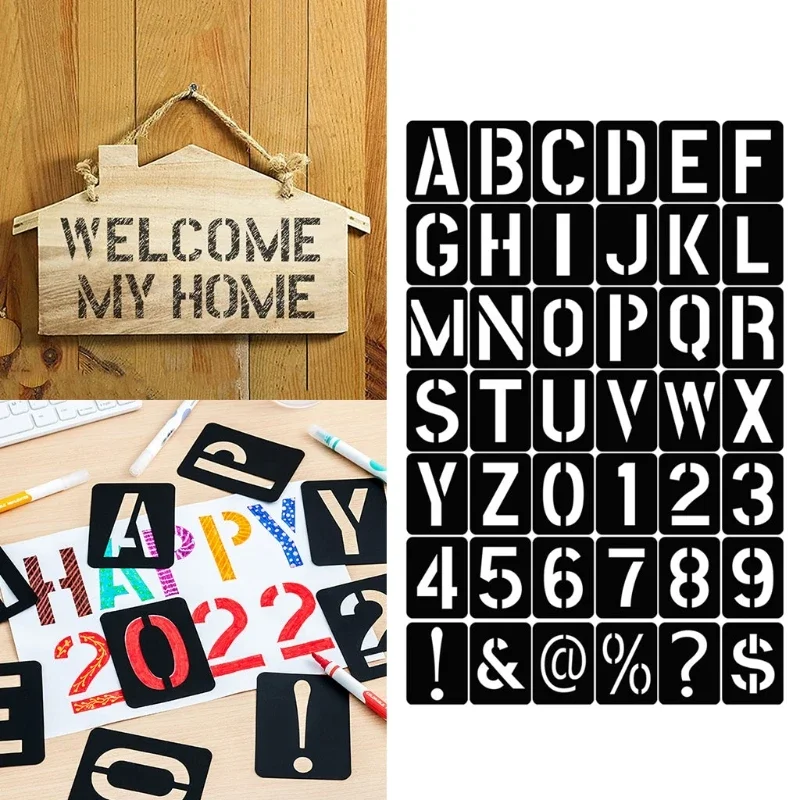 42 PCS Alphabet Number Stencils Set Layering Stencils Reusable for DIY Painting Scrapbooking Embossing Album Paper Card Template