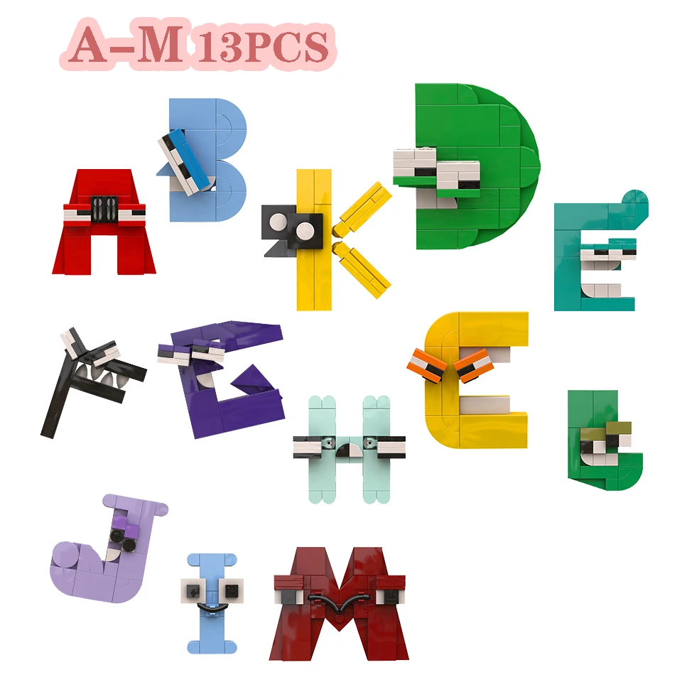 26 Style Alphabet Building Blocks English Letters Lore Puzzle Alphabet Shape Matching Moc Bricks Montessori Toys For Kids