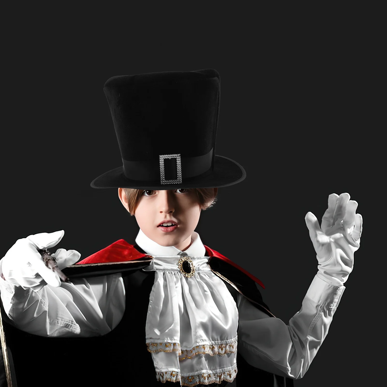 Black Top Hat Buckle Large Size Stylish Formal Costume Stage Performance Dress-Up Party Jazz Cosplay Party Hat view 4