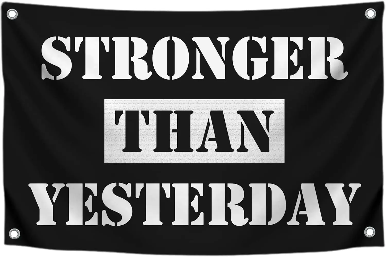 Stronger Than Yesterday Flag - Motivational Fitness Inspirational Decor - Stay Motivated Banner for Home or Gym - Wall Poster