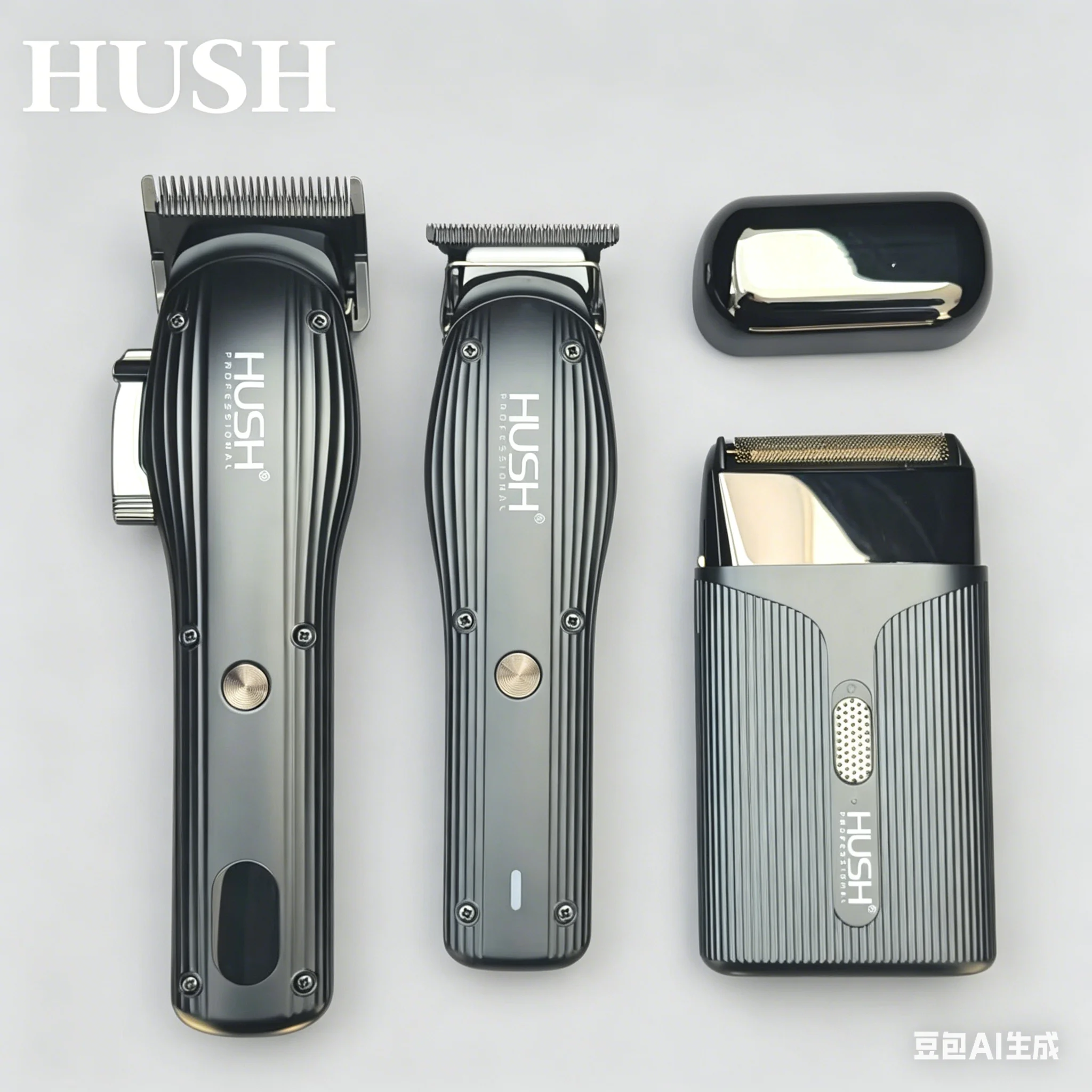 HUSH Professional Men Grooming Kit Cordless Hair Clipper Trimmer Foil Shaver 7200 8000RPM Rechargeable Barber Set
