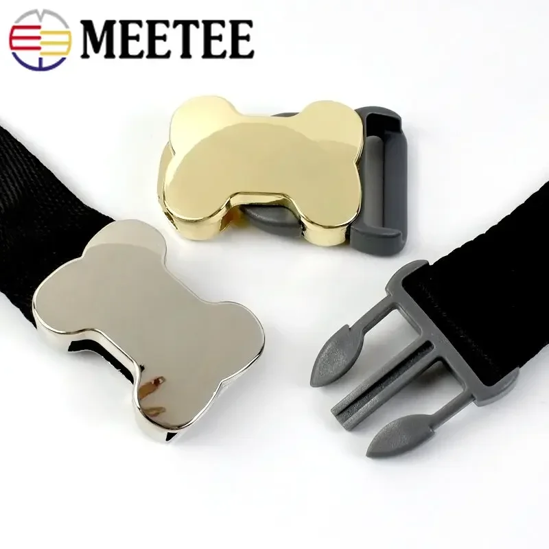 5/10Pcs Meetee 10-25mm Metal Side Release Buckle Bag Strap Adjuster Clasp Backpack Belt Dog Collar Bone Shape Hook Accessories