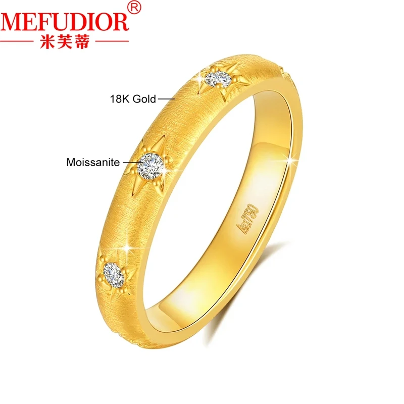 

18K Yellow Gold Color Ring for Women Inlaid Moissanite Diamond AU750 Stamp Wedding Anniversary Gift Hight Quality Couple Jewelry