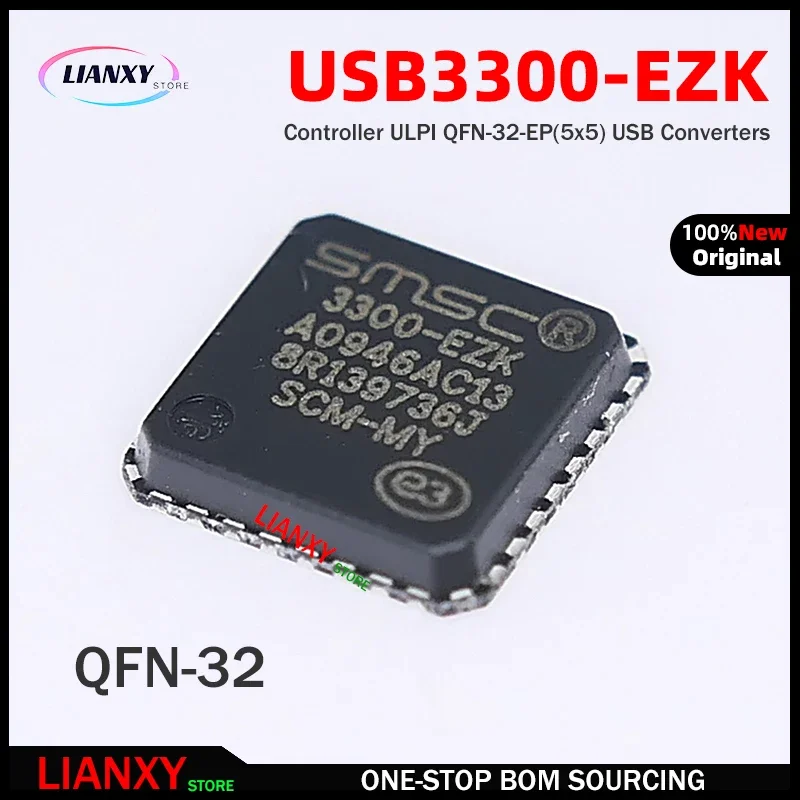 USB3300-EZK USB3300 SMSC 3300-EZK USB QFN32 Controller ULPI QFN-32-EP(5x5) USB Converters New&Original