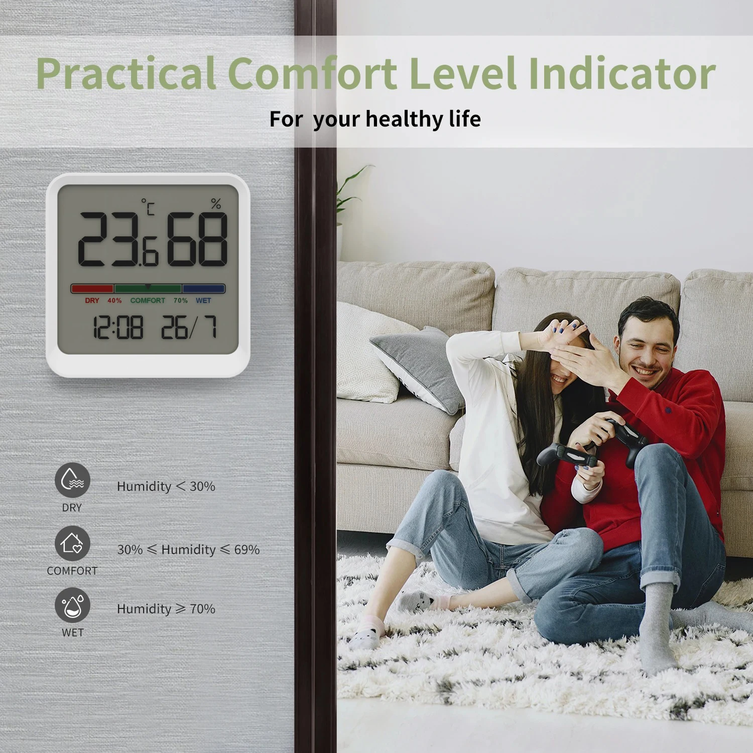 Digital Home Indoor Temperature Humidity Meter LCD Digital Thermometer Hygrometer Sensor Gauge Weather Station