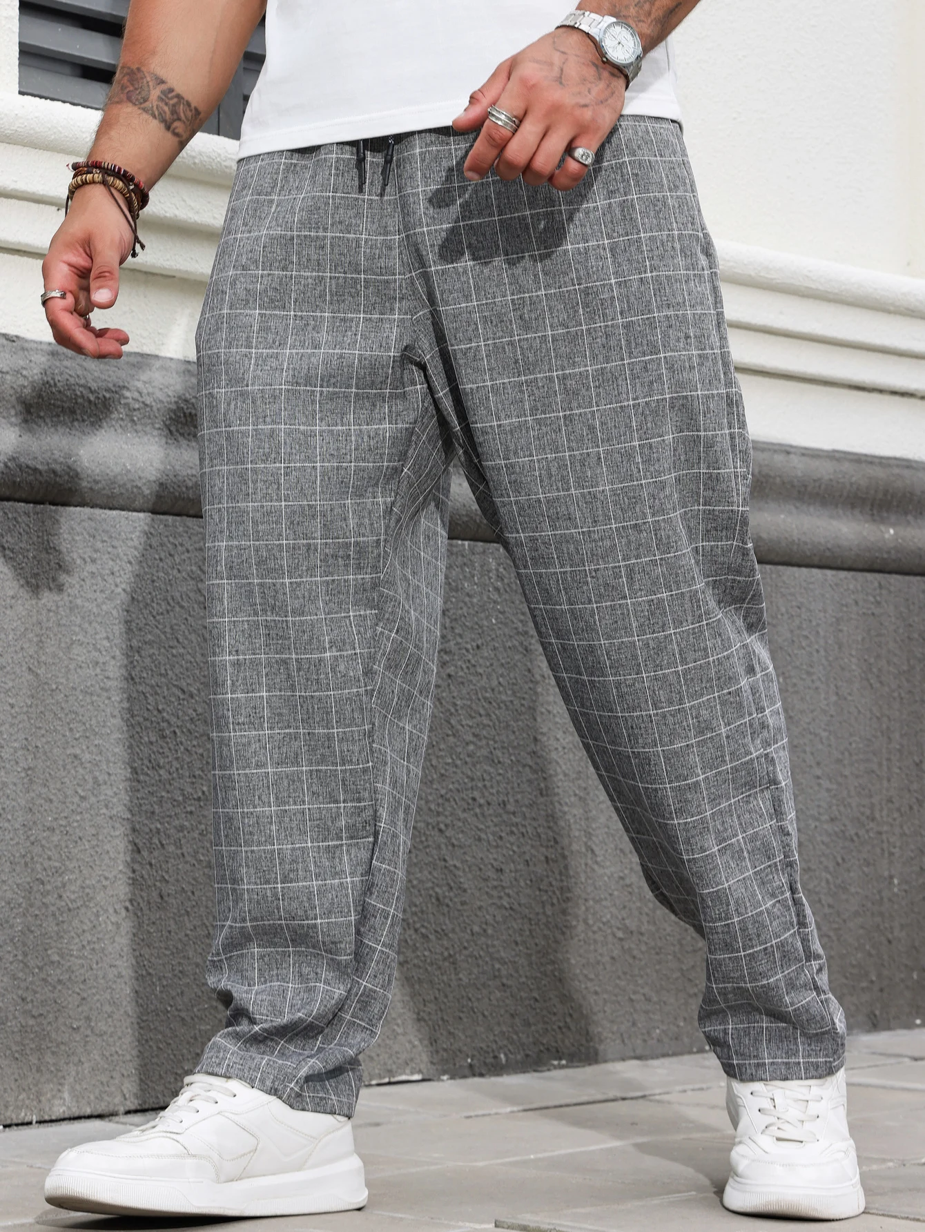 Men's Casual Plaid Pants Urban Fashion All Seasons Comfortable Fit Trousers for Casual Wear