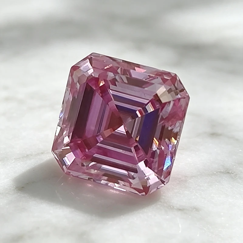 Moissanit-Stein in Asscher-Form, Sakura-Rosa Edelstein für DIY-Ringe, Halsketten und Ohrringe, besteht den Diamanttest mit Zertifikat. – Detail 3