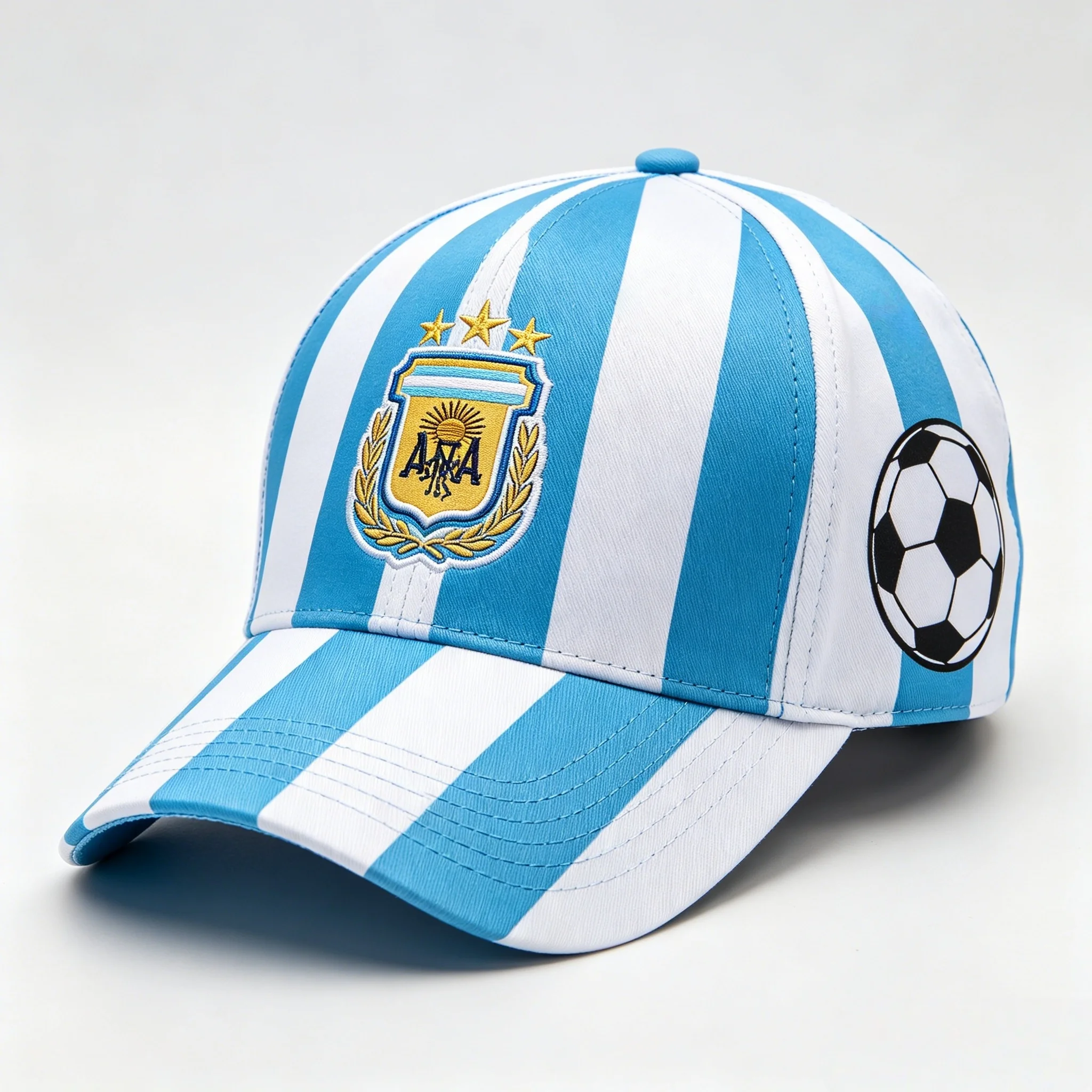 Gorra de Béisbol con Estampado 3D Estilo Fútbol Argentino 2026, Talla Única, Gorra Deportiva con Escudo Solar y Logotipo de Fútbol