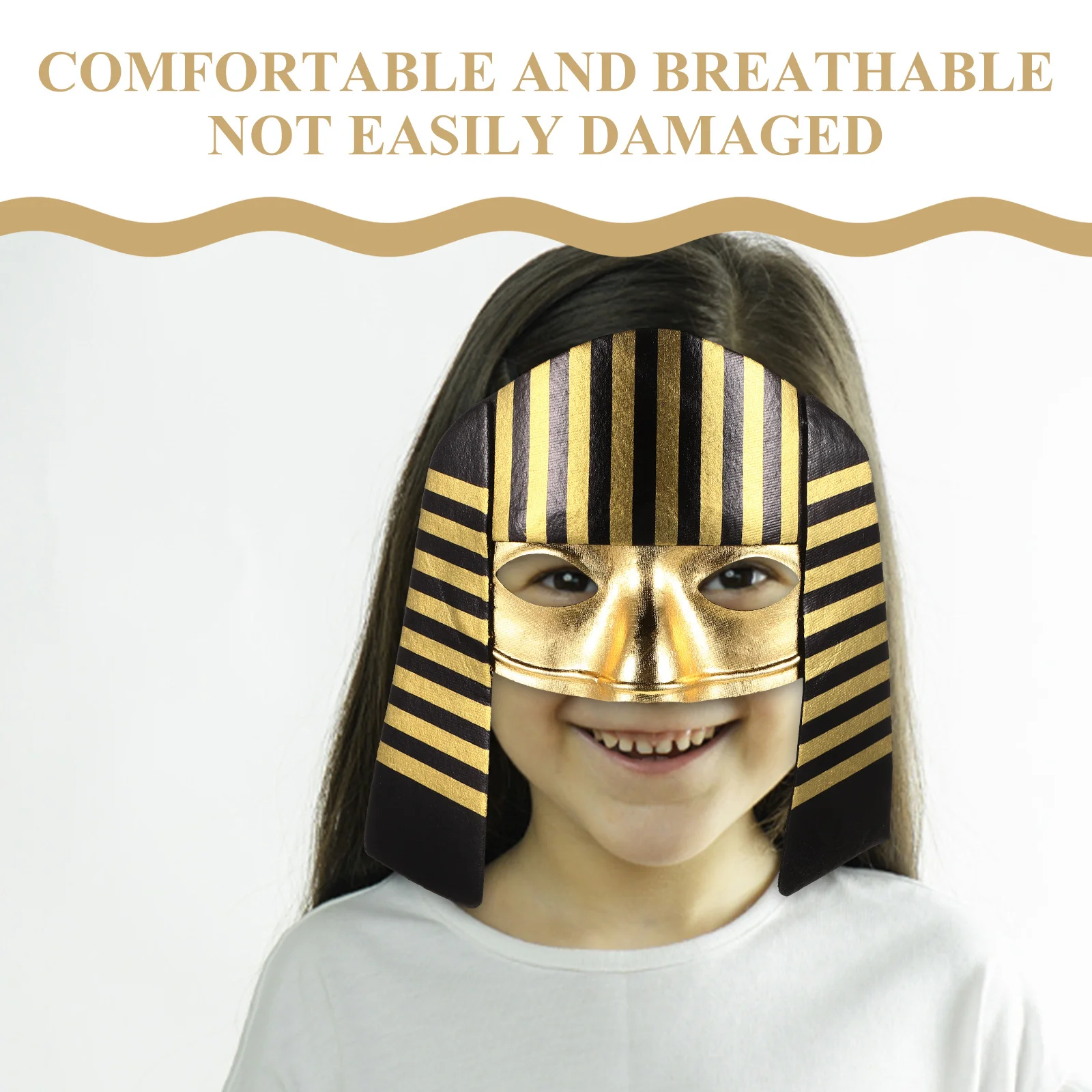 

2Pcs Pharaoh Masks Halloween Kids Adjustable Soft Cosplay Mask for Party Kids Egyptian Costume Accessories Dress Up