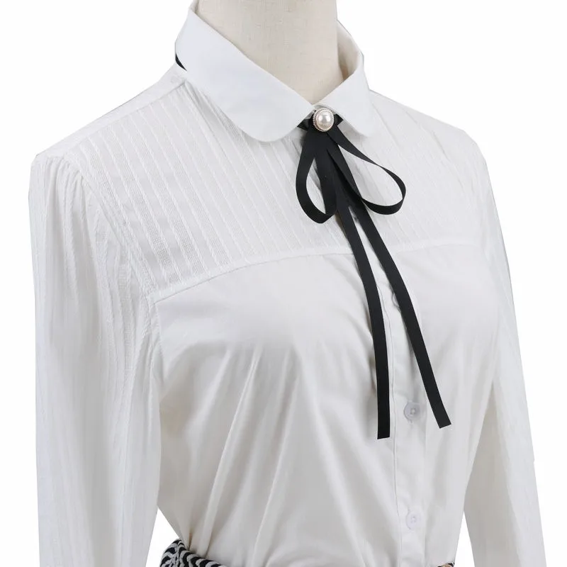 Perlenband Broschen Pin Fliege Vintage vorgebundener Kragen Schwarz Blau Schleife Weißes Hemd Krawattenklammer Damen Mädchen Kleidung Krawatten – Detail 4