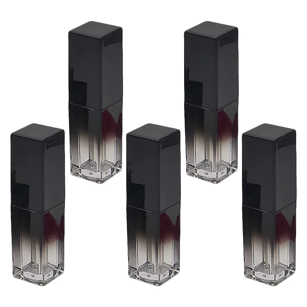 5 قطعة أنبوب ملمع الشفاه فارغ مربع الأشعة فوق البنفسجية الأسود التدرج تصميم دائم خفيفة الوزن إعادة الملء الحاويات المحمولة السفر الشفاه #3