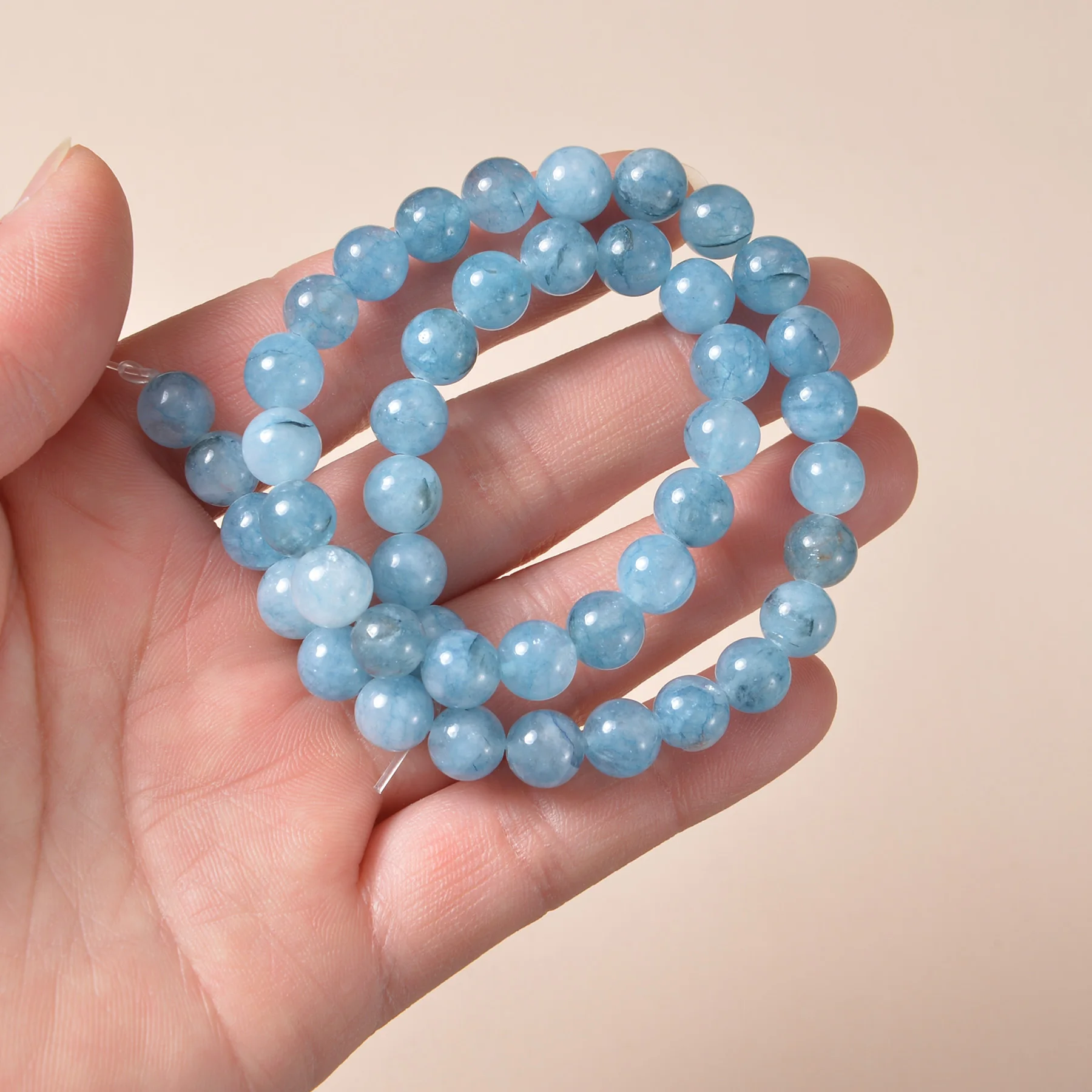 8mm AA Natural Stone Imitation Aquamarine Loose Spacer Beads for Jewelry Making Supplier DIY Charm Bracelet Wholesale