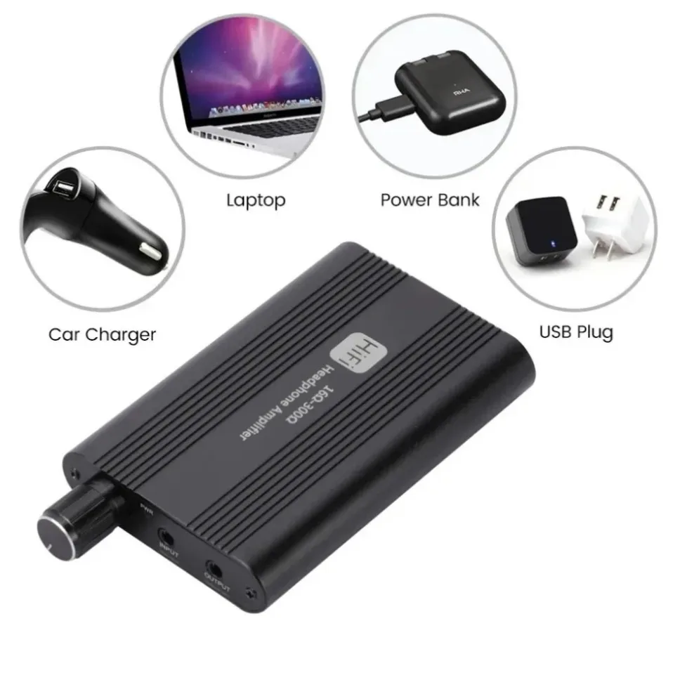 Grwibeou HiFi Headphone Amplifier Headphone Amplifier 3.5mm Stereo Audio Out 16-300Ω with Switch Powered with 2-Level Boost