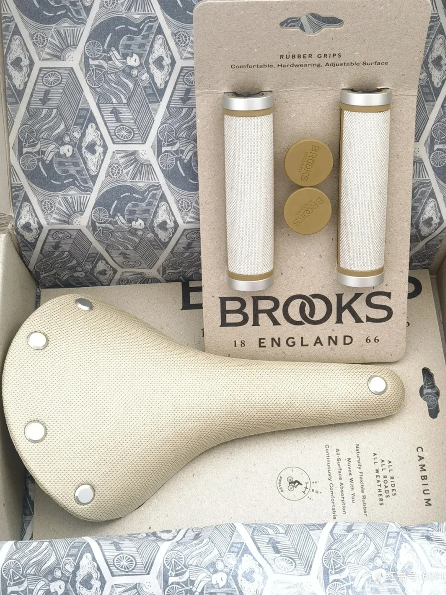 

l White Rubber Bicycle Handlebar ips Brooks Cambium Cloth Staed Bike Bars Wrap Comfortable Soft Touch