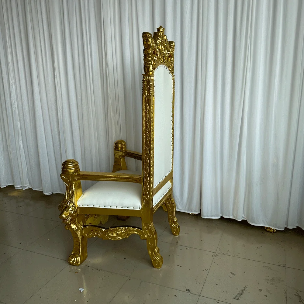 

Factory Supply Modern High Back Golden Wedding Bride and Groom Queen King Throne Chair